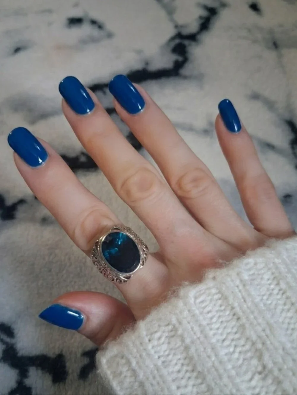 Capri Blue Quartz Bali Legacy Sterling Silver Ring Vintage Vibe Whimsigoth Sz 9
